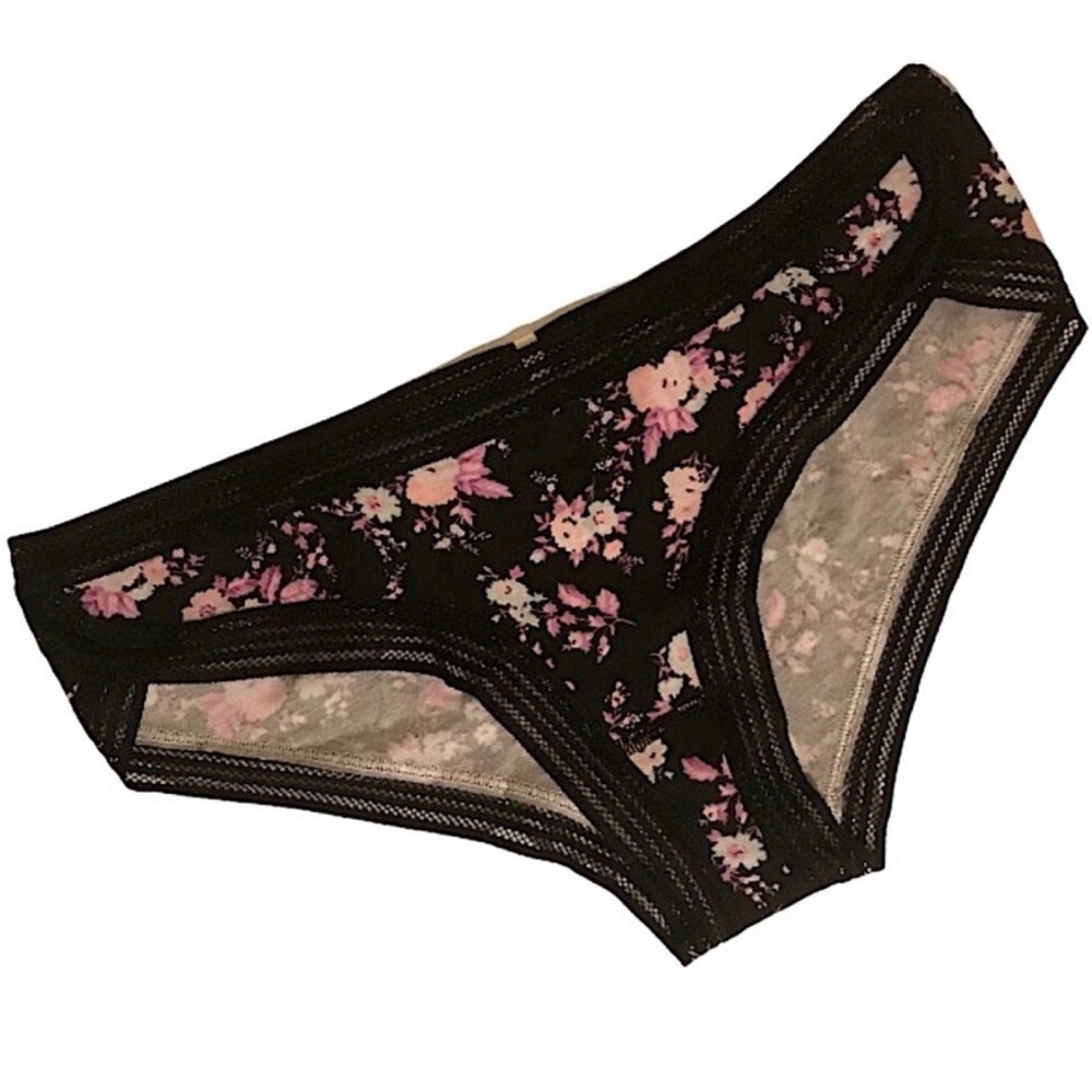 PINK Victoria’s Secret Extra Low Rise Hipster, Cotton with Lace Trim, Size Large